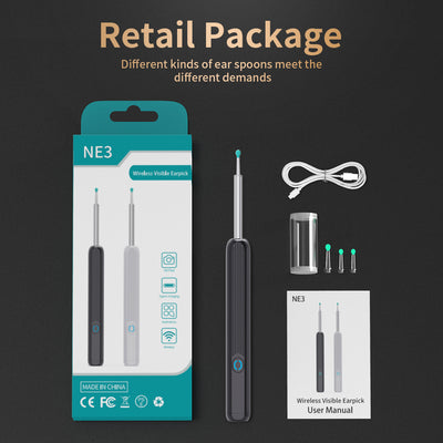 Ear Cleaner Otoscope Ear Wax Removal Tool With Camera LED Light Wireless Ear Endoscope Ear Cleaning Kit For I-phone