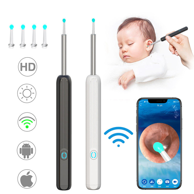 Ear Cleaner Otoscope Ear Wax Removal Tool With Camera LED Light Wireless Ear Endoscope Ear Cleaning Kit For I-phone