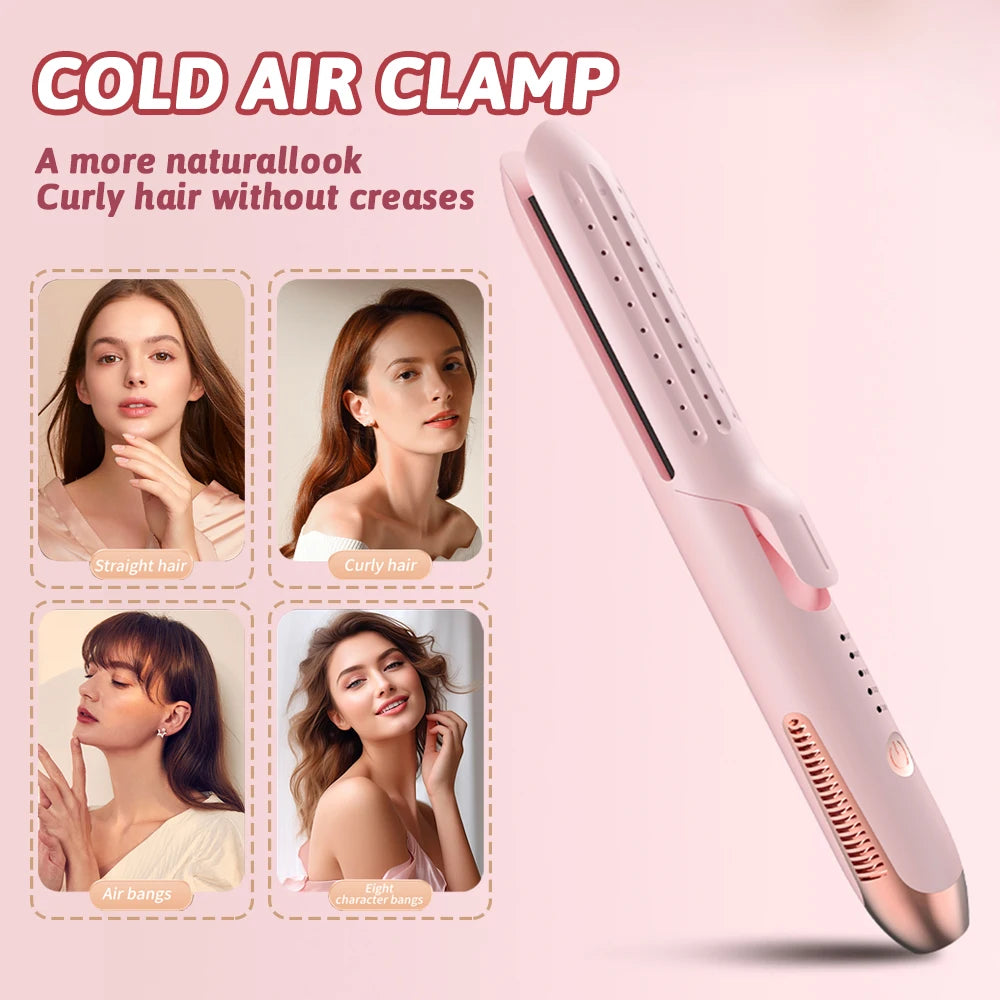 Two-In-One Negative Ion Hair Straightening And Curling Iron Cold Wind Hair Straightener Paddle Brush for Salon Professional Use