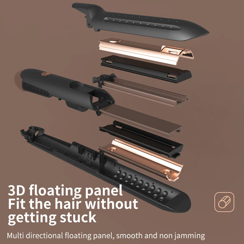 Two-In-One Negative Ion Hair Straightening And Curling Iron Cold Wind Hair Straightener Paddle Brush for Salon Professional Use