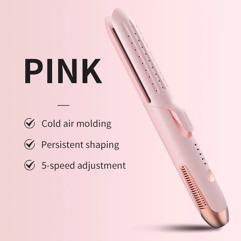 Two-In-One Negative Ion Hair Straightening And Curling Iron Cold Wind Hair Straightener Paddle Brush for Salon Professional Use