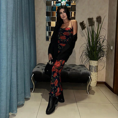 Elegant Floral Curve Maxi Dress