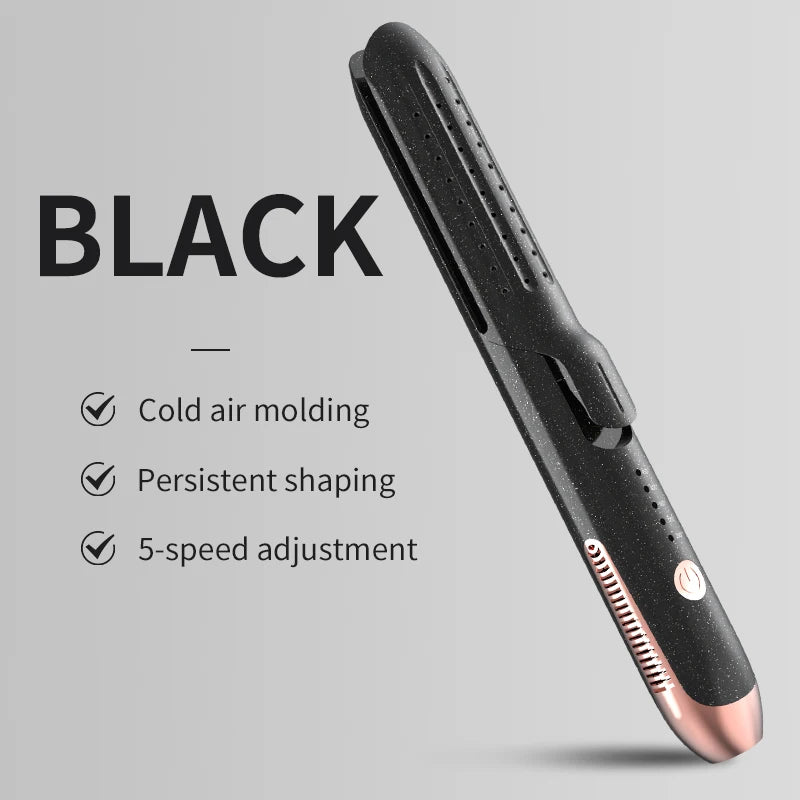 Two-In-One Negative Ion Hair Straightening And Curling Iron Cold Wind Hair Straightener Paddle Brush for Salon Professional Use