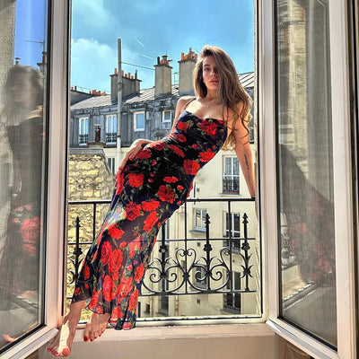 Elegant Floral Curve Maxi Dress