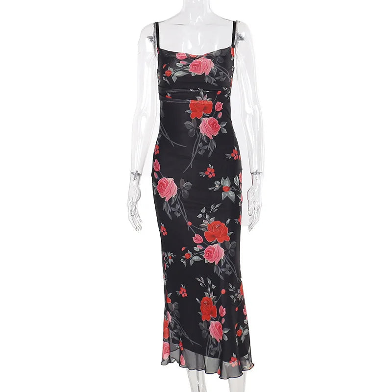 Elegant Floral Curve Maxi Dress
