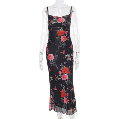 Elegant Floral Curve Maxi Dress