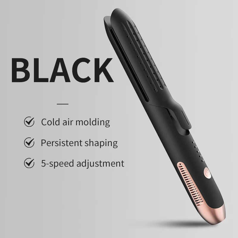 Two-In-One Negative Ion Hair Straightening And Curling Iron Cold Wind Hair Straightener Paddle Brush for Salon Professional Use