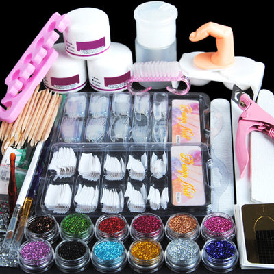 Nail Art Set Full Crystal Powder White Transparent Extension