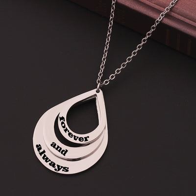 Engraved Drop Shaped Family Necklace