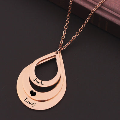 Engraved Drop Shaped Family Necklace