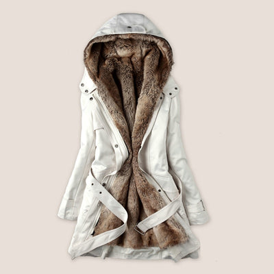 Winter Hooded Fur Slim Jacket